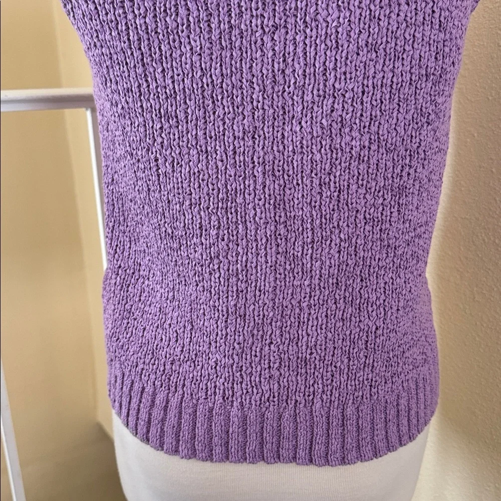 J. Crew Pointelle Purple Lavender High-Neck Textured Knit Sweater Tank Top S
